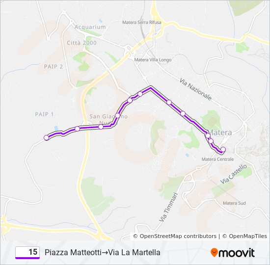 Percorso linea bus 15