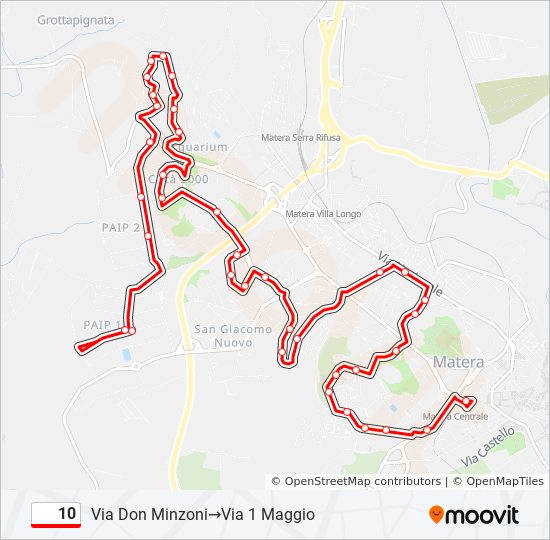 Percorso linea bus 10