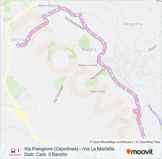1 Bus Line Map