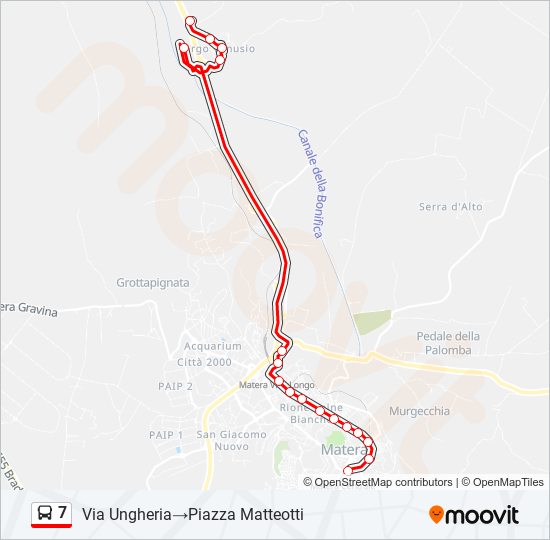 Percorso linea bus 7