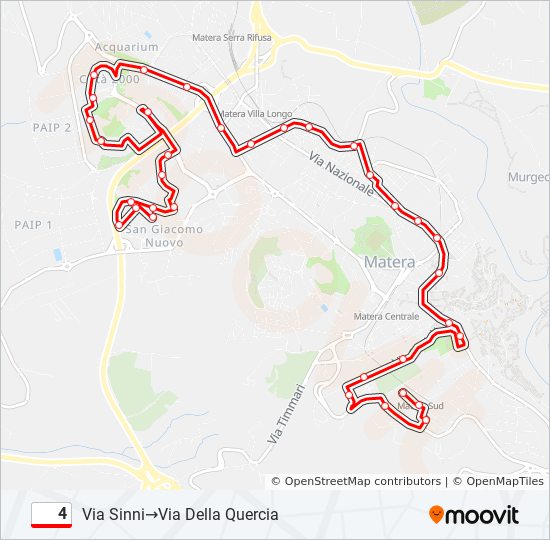 Percorso linea bus 4