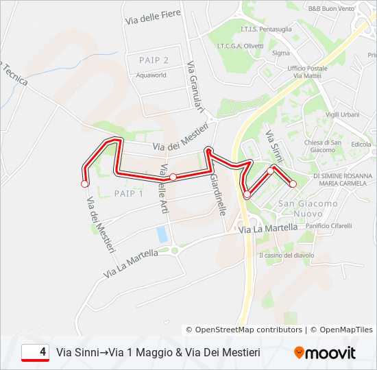 Percorso linea bus 4
