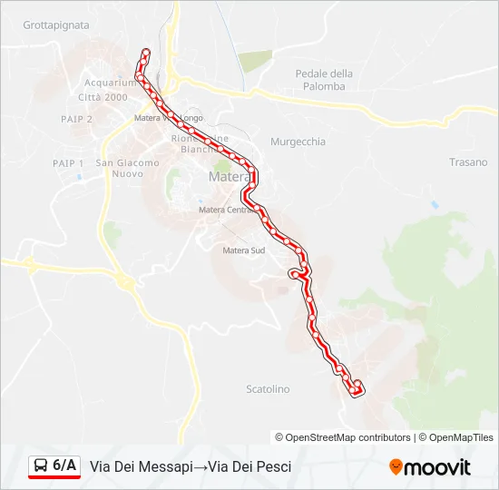 6/A Bus Line Map