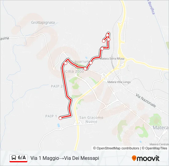 6/A Bus Line Map