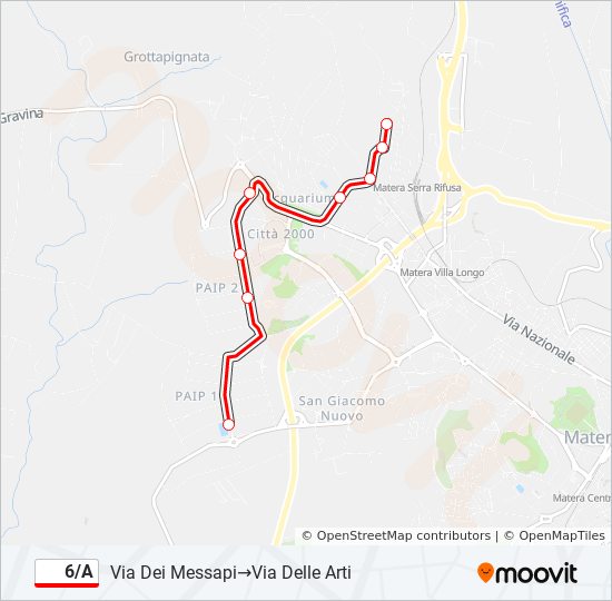 Percorso linea bus 6/A