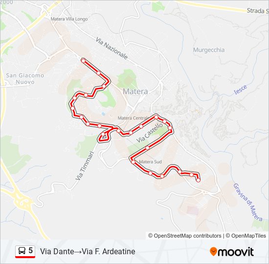 Percorso linea bus 5