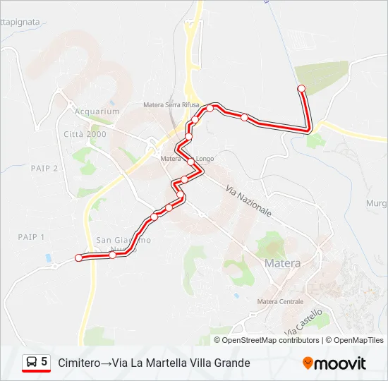 5 Bus Line Map