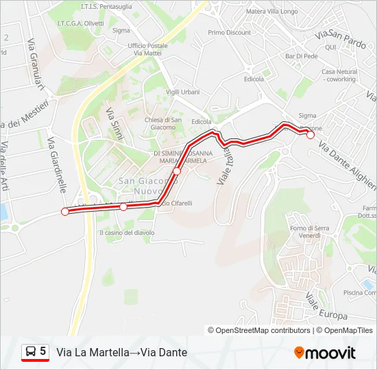 5 Bus Line Map