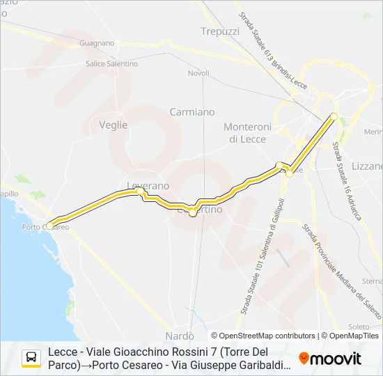 Percorso linea bus 21114A - SPERIMENTALE