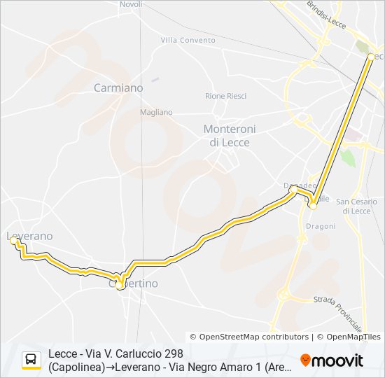 Percorso linea bus 2116 SCOLASTICA -SPERIMENTALE