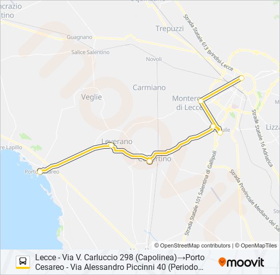 Percorso linea bus 21120B - SPERIMENTALE