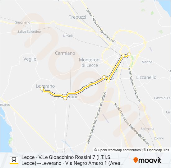 Percorso linea bus 21126BM - SPERIMENTALE