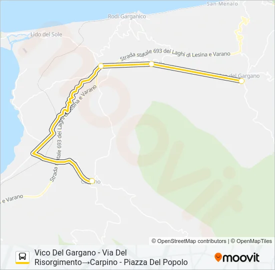Percorso linea bus 996A-I22