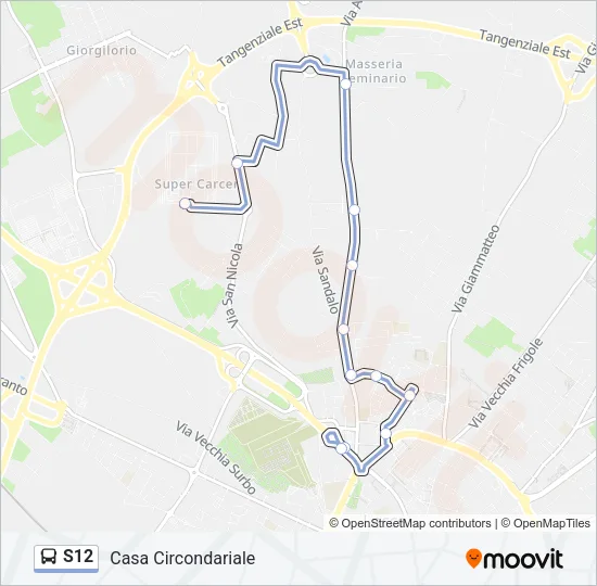 S12 Bus Line Map