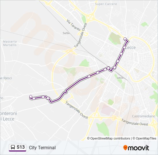 Percorso linea bus S13