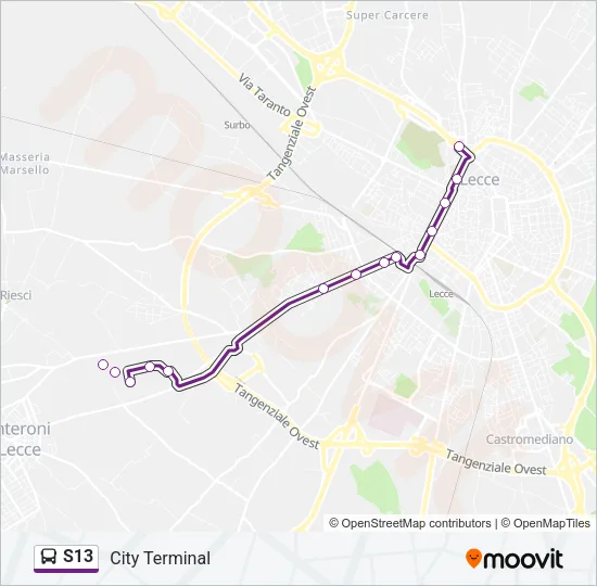 S13 Bus Line Map