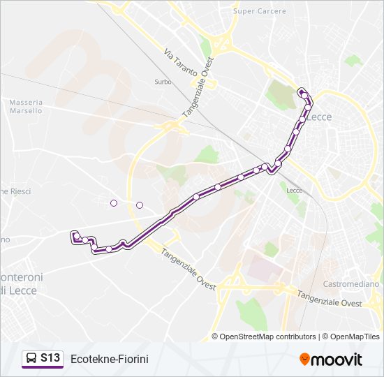 S13 bus Line Map