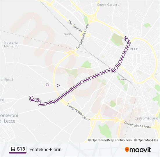 S13 Bus Line Map