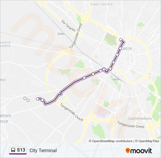 S13 bus Line Map