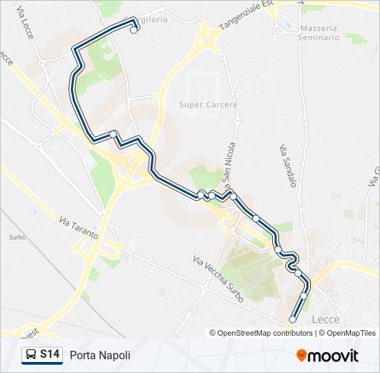 Percorso linea bus S14