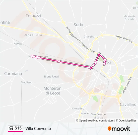 S15 Bus Line Map
