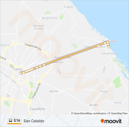 S16 bus Line Map