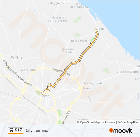 Percorso linea bus S17