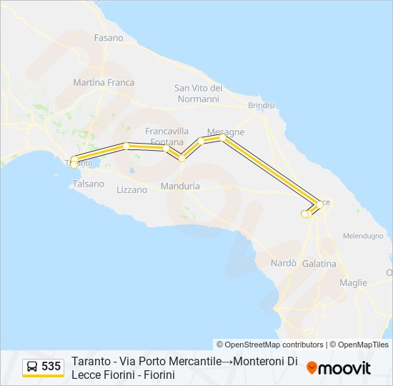 535 bus Line Map