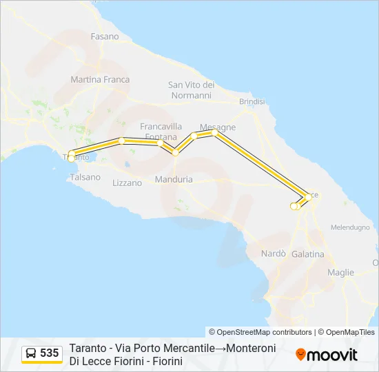 535 Bus Line Map