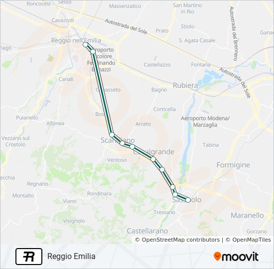 R Train Stops Map R Route: Schedules, Stops & Maps - Reggio Emilia (Updated)