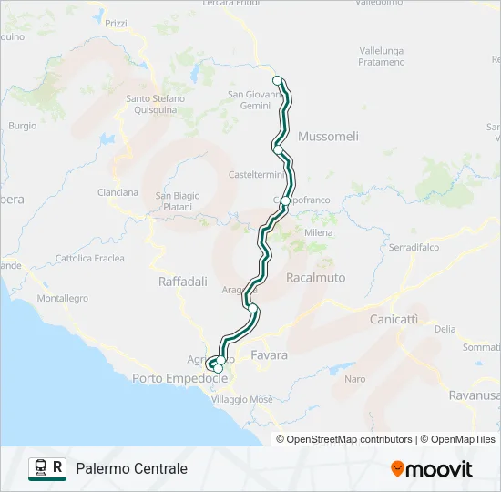 Percorso linea treno R