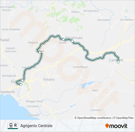 Percorso linea treno R