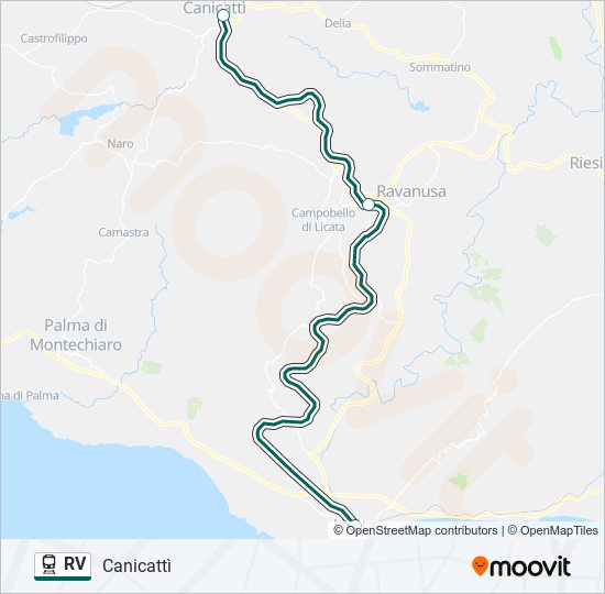 Percorso linea treno RV