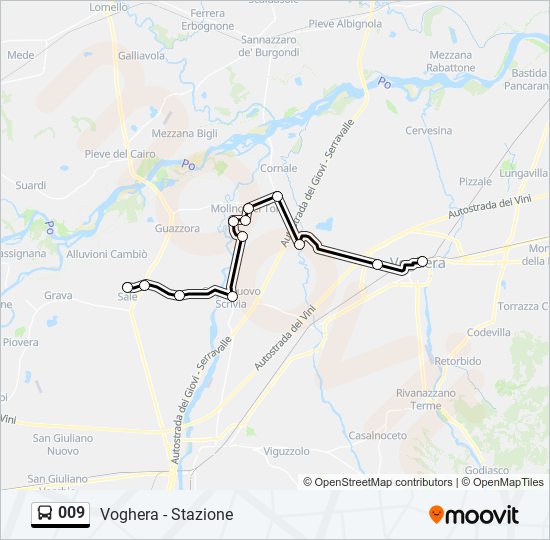 Percorso linea bus 009