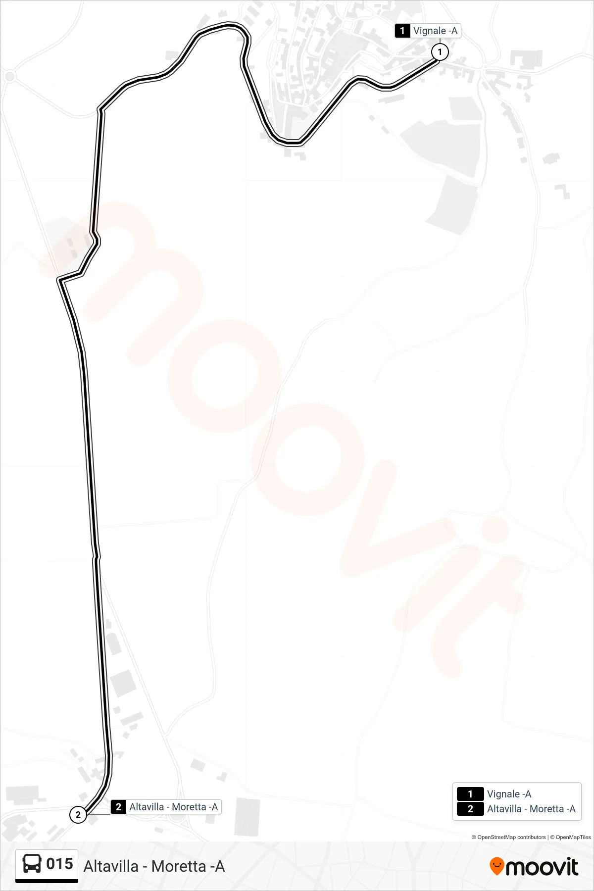 Linea 015  bus (Altavilla - Moretta -A) - Percorsi e fermate sulla mappa