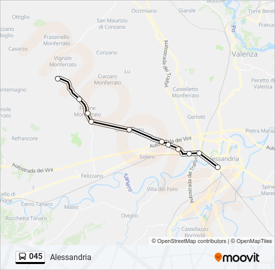 Percorso linea bus 045