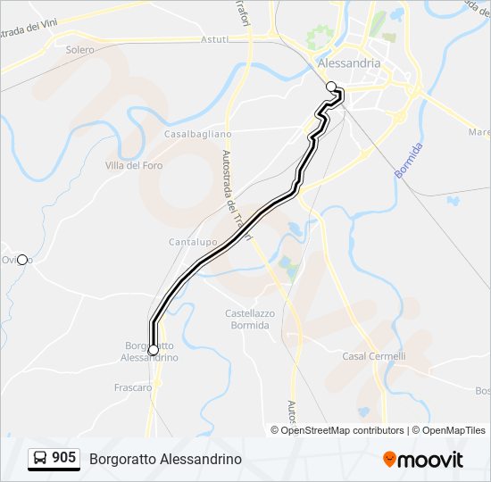 Percorso linea bus 905