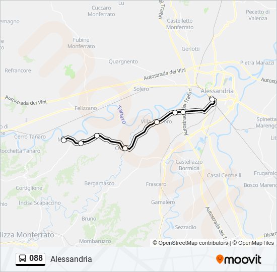 Percorso linea bus 088