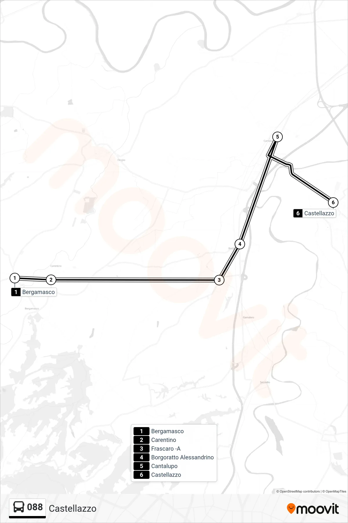 Linea 088 bus (Castellazzo) - Percorsi e fermate sulla mappa