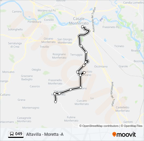 Percorso linea bus 049
