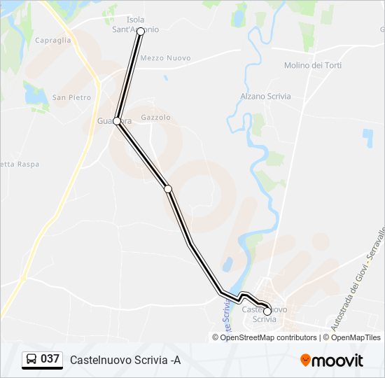 Percorso linea bus 037