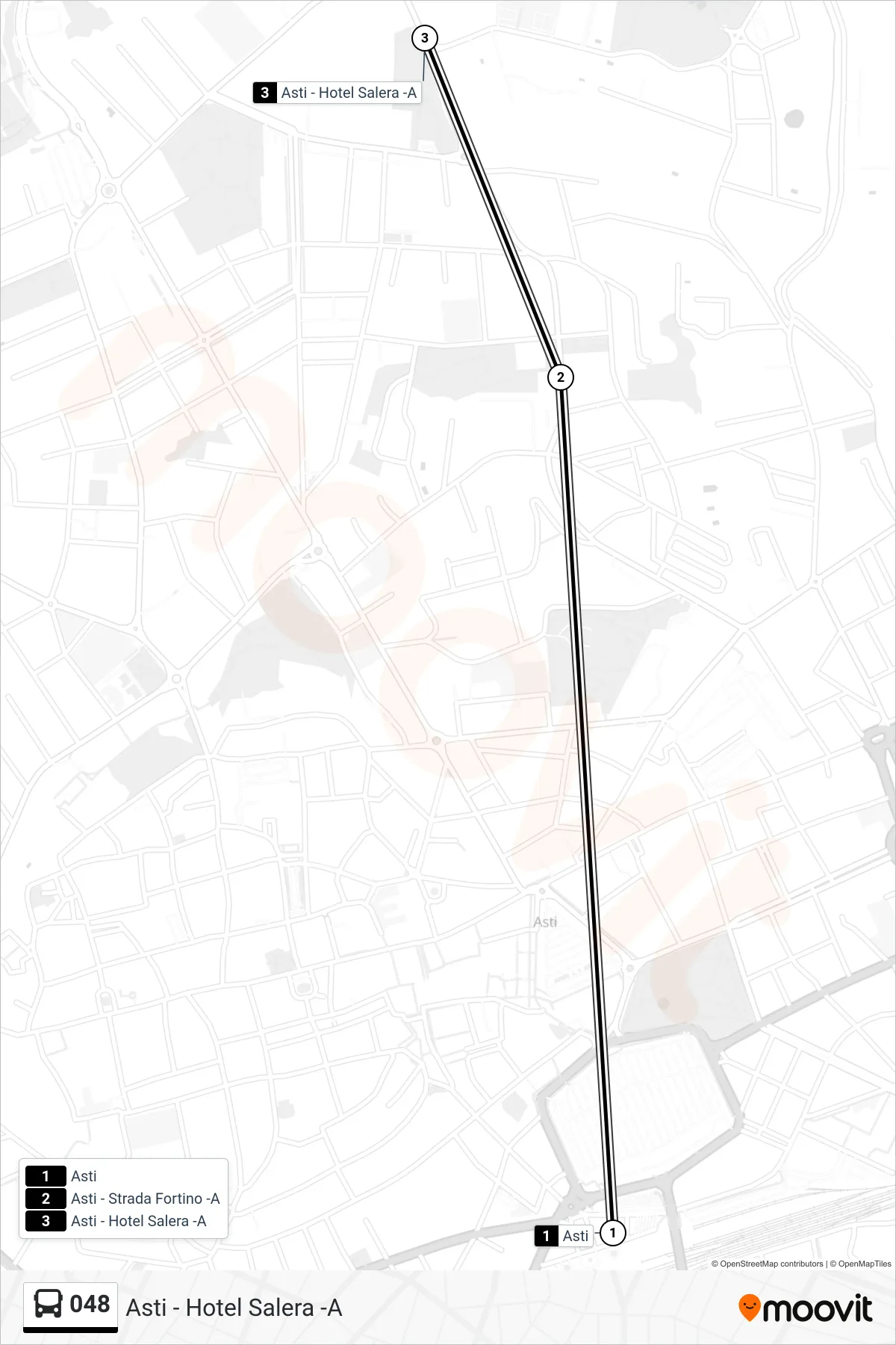 Linea 048  bus (Asti - Hotel Salera -A) - Percorsi e fermate sulla mappa