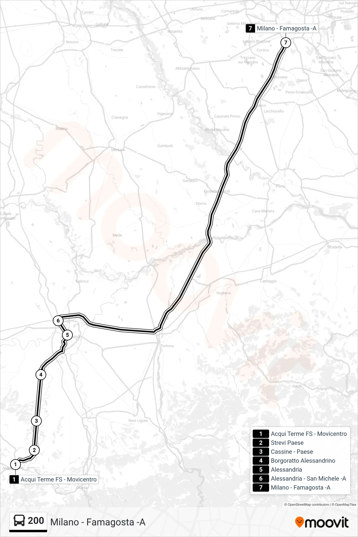 Linea 200 bus (Milano - Famagosta -A) - Percorsi e fermate sulla mappa