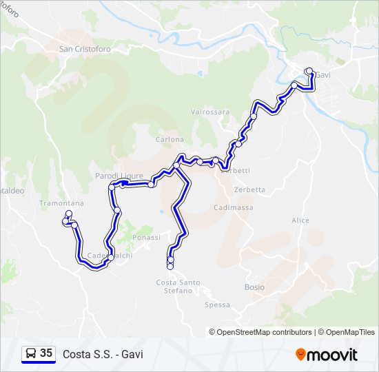 Percorso linea bus 35