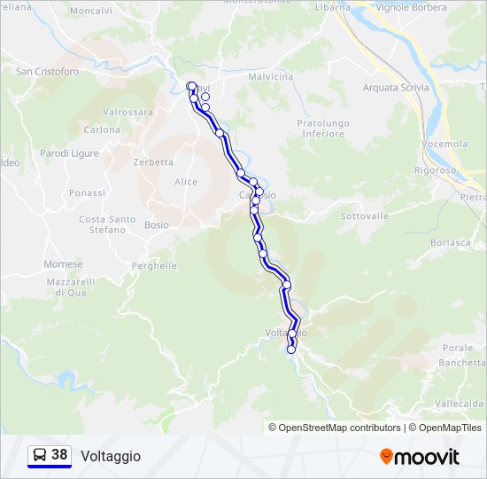 Percorso linea bus 38