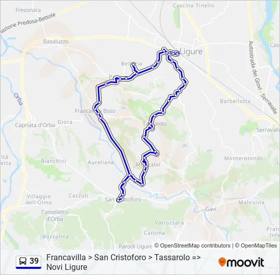39 Bus Line Map