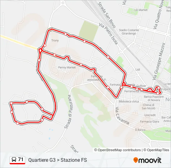 71 Bus Line Map