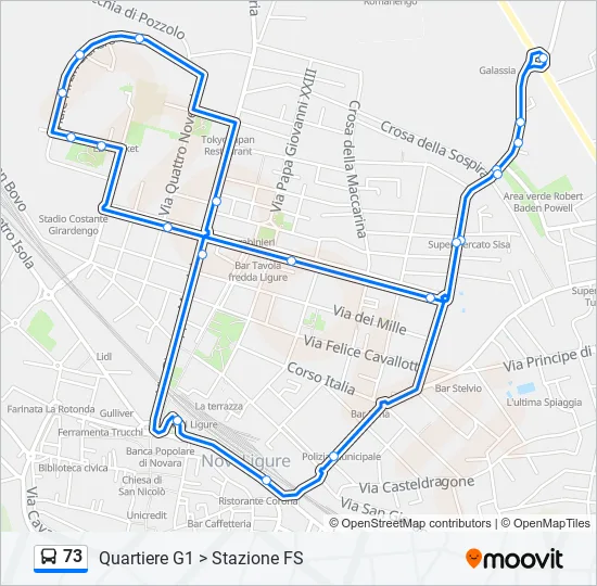 Percorso linea bus 73