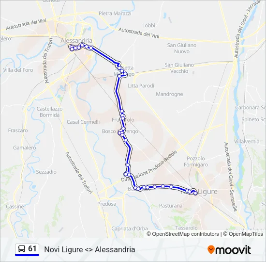61 Bus Line Map