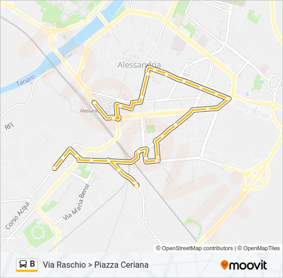 B Bus Line Map